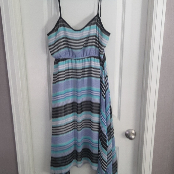 Pink Rose Dresses & Skirts - Pink Rose Striped High Low Dress in Blue and Black